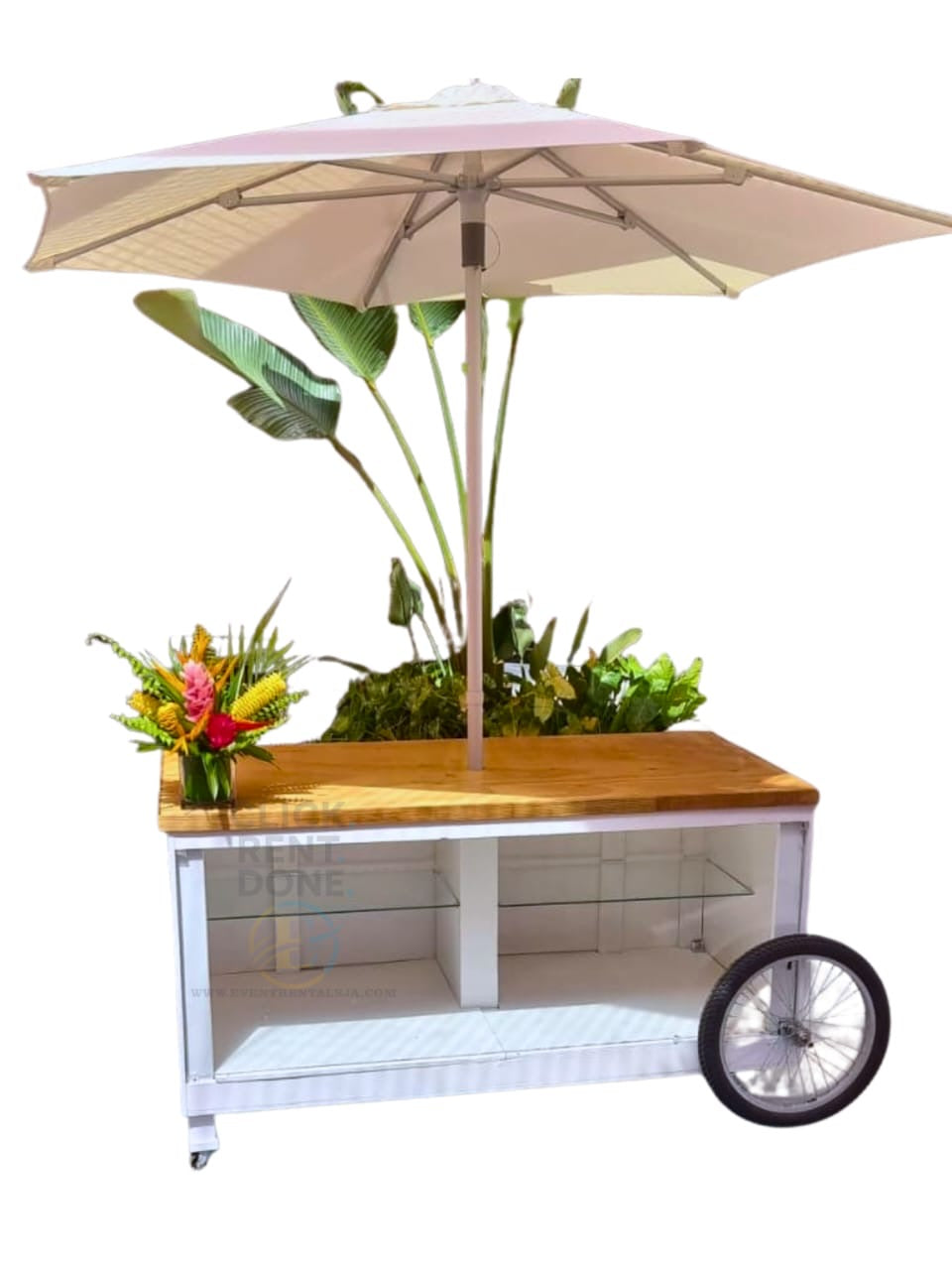 Umbrella Cart with Glass Shelves