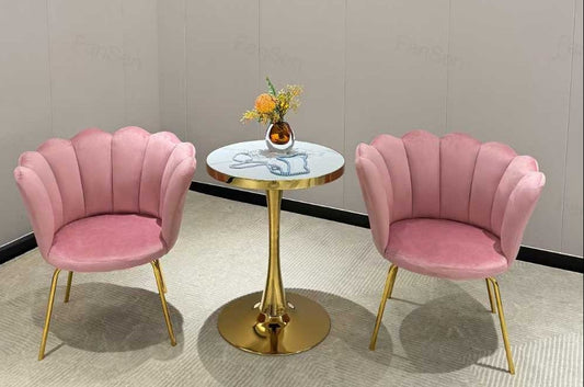 Pink Velvet Sofa + Accent Table