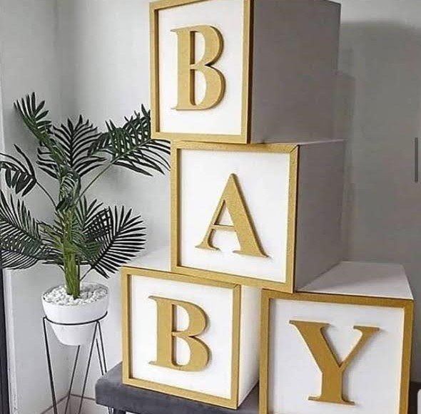 Party Prop - Baby Shower Block Letters And Numbers/Large Wooden