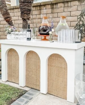 White Rattan Bar Mini Bar Counter