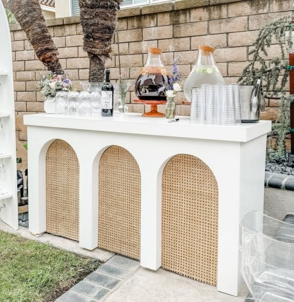 White Rattan Bar Mini Bar Counter